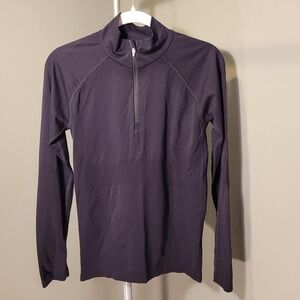 Athleta Momentum Seamless 1/2 Zip Solid Active Top, Women's Size L, Black